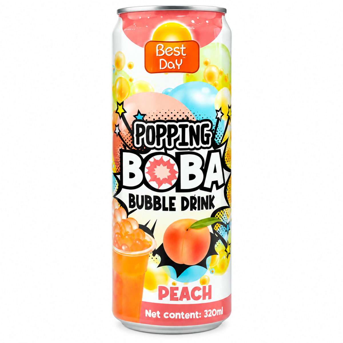 Best Day Popping Boba Bubble Drink Peach - 320ml · Default Title