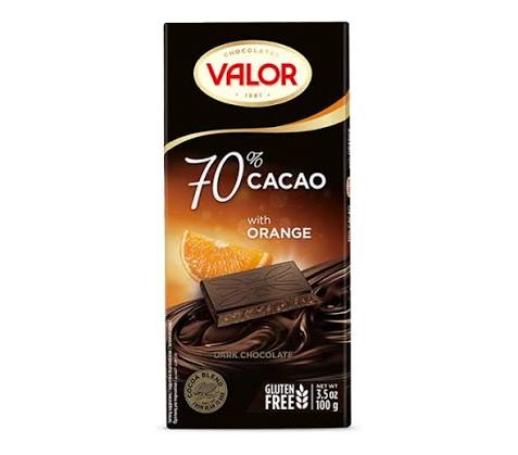 Valor 70% Cacao With Orange Dark Chocolate -100g