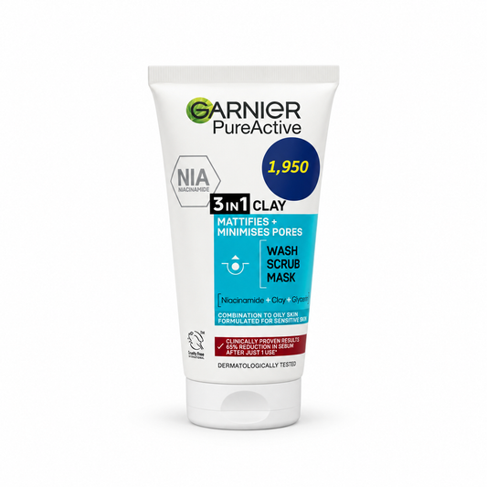 Garnier 3in1 Clay Wash Scrub Mask - 150ml · Default Title