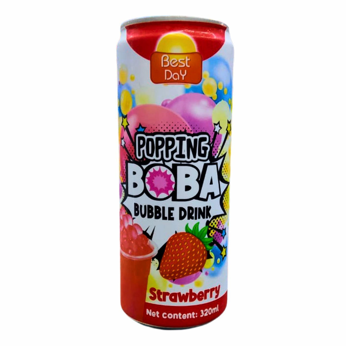 Best Day Popping Boba Bubble Drink Strawberry - 320ml