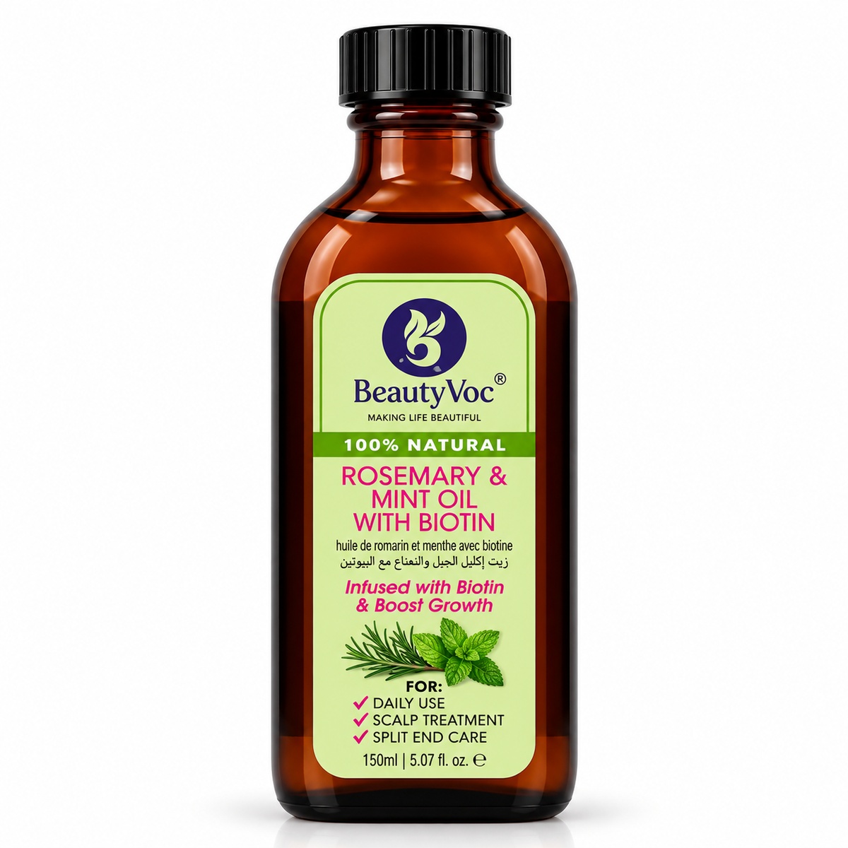 Beauty Voc Rosemary & Mint Oil With Biotin 150ml · Default Title