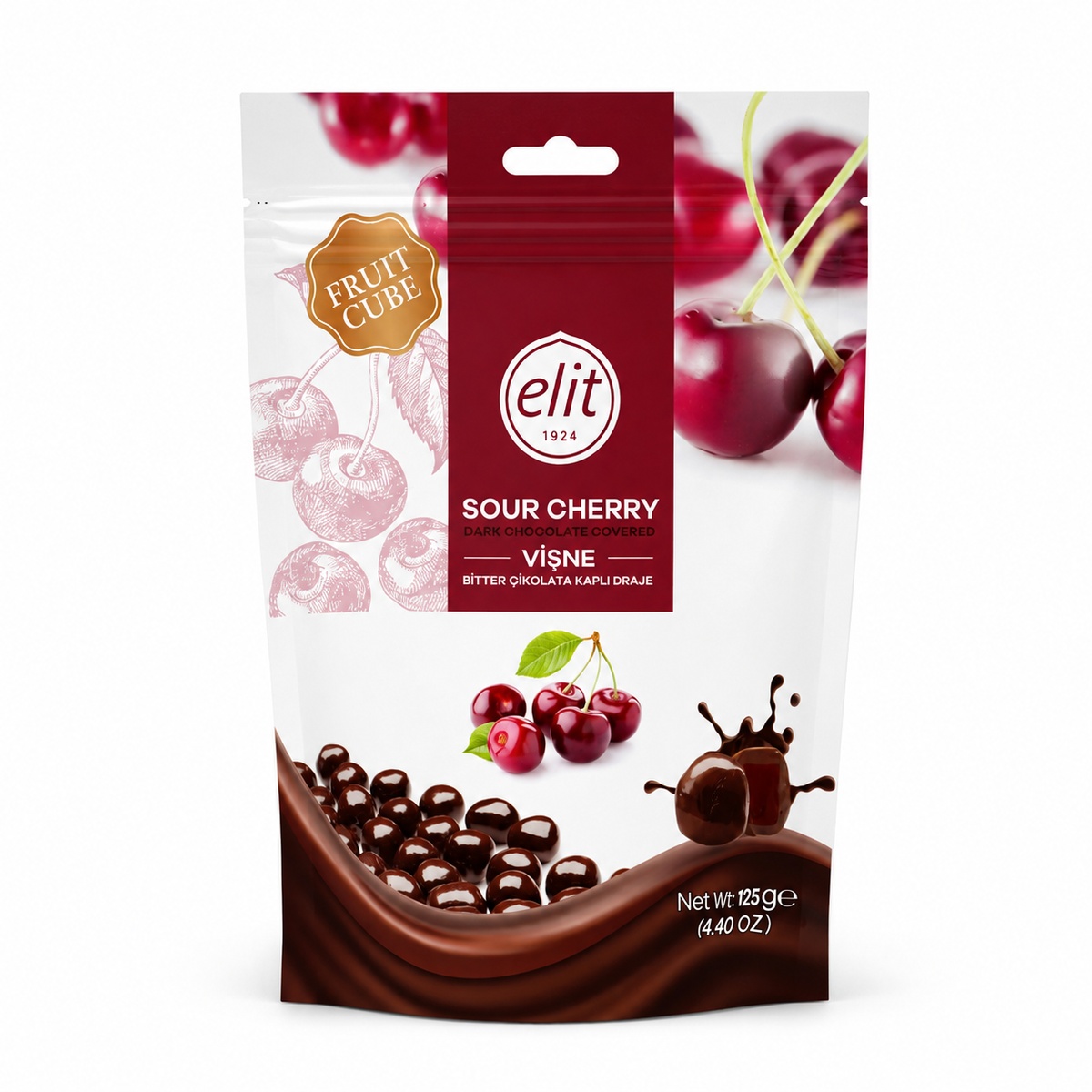 Elit Sour Cherry Dark Chocolate Covered - 125g