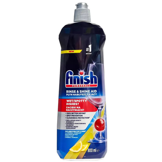 Finish Dish Washer Rinse & Shine Aid Spotty Glasses Lemon 800Ml