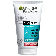 Garnier 3in1 Clay Wash Scrub Mask - 150ml